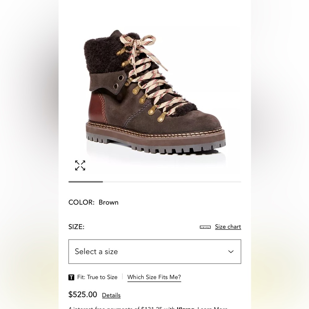 See by Chloe Women's Eileen Walk Lace Up Hiker Boots Brown